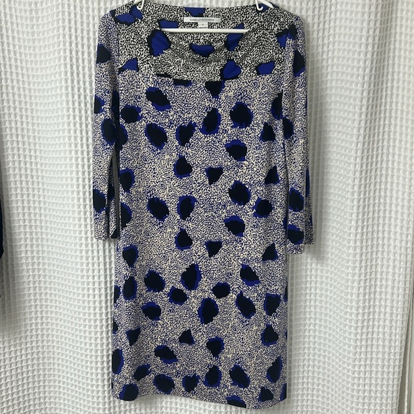 Diane Von Furstenberg Ruri Cheetah Black Blue 100% Silk Shift Dress Size 8 - Picture 3 of 11